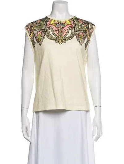 Pre-owned Etro Paisley Print Crew Neck T-shirt In Yellow