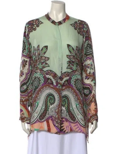 Pre-owned Etro Paisley Print Crew Neck Tunic In Purple