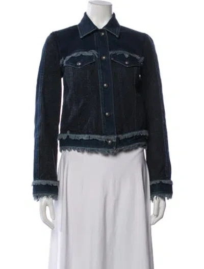Pre-owned Etro Paisley Print Denim Jacket In Blue