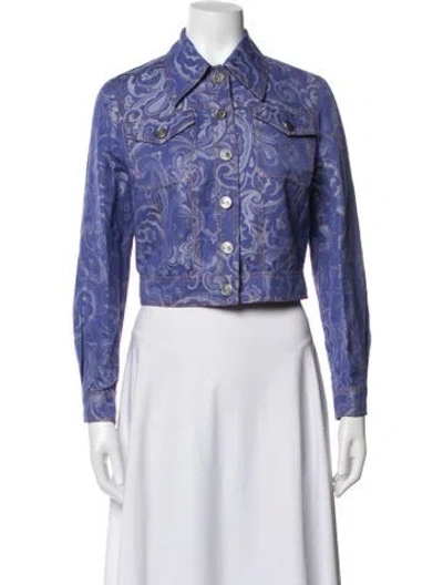 Pre-owned Etro Paisley Print Denim Jacket In Purple