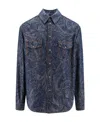 Etro Paisley Cotton & Linen Denim Overshirt In Black