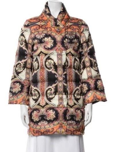 Pre-owned Etro Paisley Print Down Coat In Neutrals