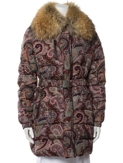 Pre-owned Etro Paisley Print Down Coat In Purple
