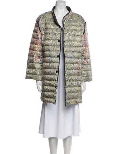 Pre-owned Etro Paisley Print Down Coat W/ Tags In Green
