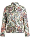Etro Printed Nylon Down Jacket In Neutrals