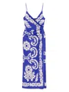 Etro Draped Floral Maxi Dress With Spaghetti Straps In Multi