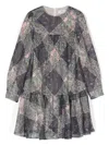 Etro Girls Blue Paisley Print Organza Dress In Black