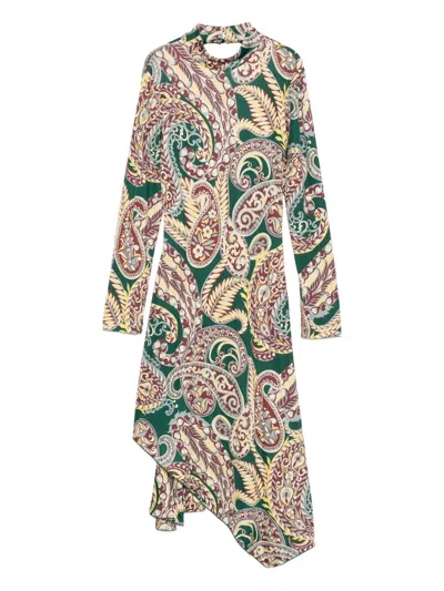 Etro Paisley Print Dress In Green