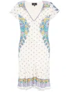 Etro Short Dresses With Cap Sleeves And Ruffle Hem In Neutrals