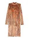 Etro Paisley Print Dress In Orange