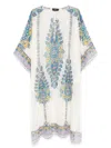 Etro Long Loose Dress Round Neck Wide Sleeves In White