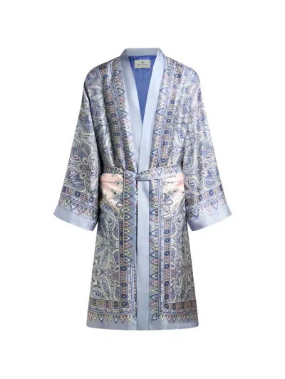 Etro Paisley-print Dressing Gown In Blue