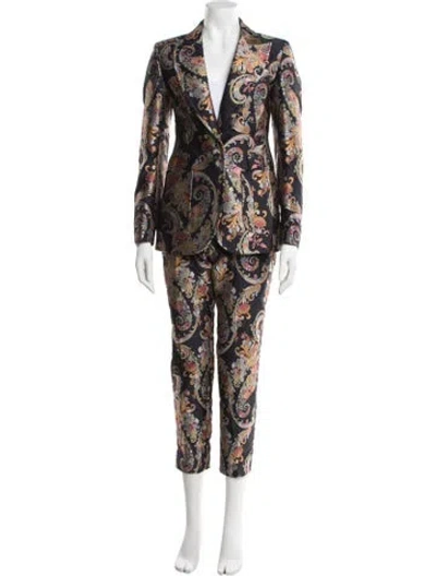 Pre-owned Etro Paisley Print Embroidered Accent Pantsuit In Multicolor