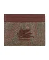 Etro Paisley Card Holder In Brown