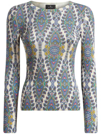 ETRO PAISLEY-PRINT FINE-KNIT SWEATER
