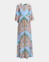 Etro Multicolor Long Dress With All-over Paisley Print And V-neck In Silk Woman In Pink 12