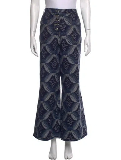 Pre-owned Etro Paisley Print Flared Pants In Blue