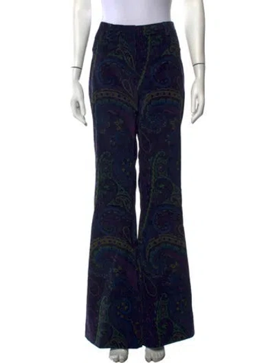 Pre-owned Etro Paisley Print Flared Pants W/ Tags In Blue