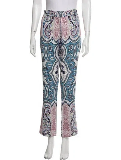 Pre-owned Etro Paisley Print Flared Pants In White