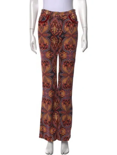 Pre-owned Etro Paisley Print Flared Pants In Yellow