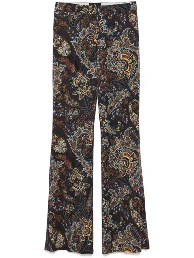 Etro Paisley-print Flared Trousers In Black