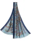 Etro Paisley-print Frayed-edge Cashmere-blend Scarf In Blue