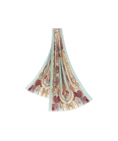 ETRO PAISLEY-PRINT FRAYED-EDGE CASHMERE-BLEND SCARF
