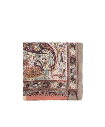 Etro Paisley Print Frayed Edge Scarf
