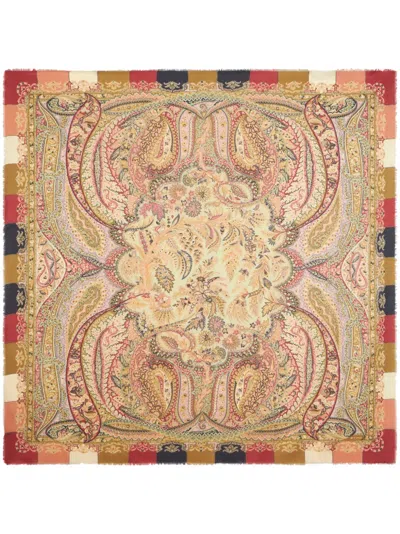 Etro Paisley-print Frayed-edge Scarf In Neutrals