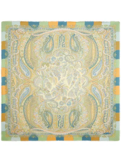 Etro Paisley-print Frayed-edge Scarf In Neutrals