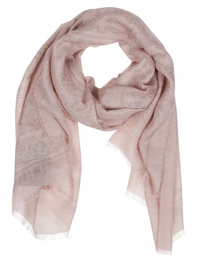 Etro Paisley Print Frayed Scarf In Pink