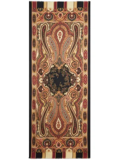 Etro Paisley-print Fringed-edge Scarf In Brown