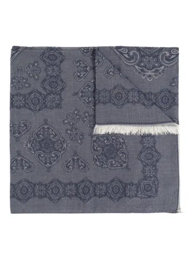 Etro Paisley-print Fringed Scarf In Blue