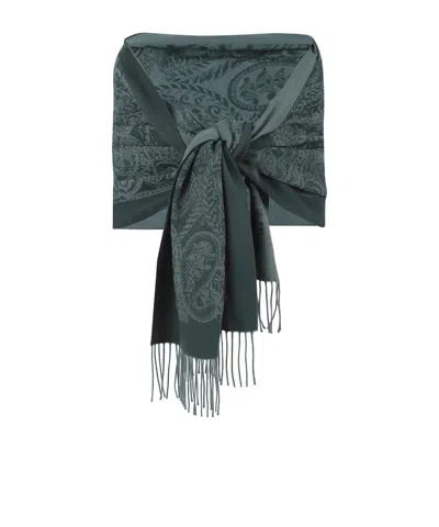 Etro Paisley-print Fringed Scarf In Green