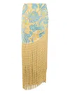 Etro Fringed Metallic Knit Maxi Skirt In Yellow