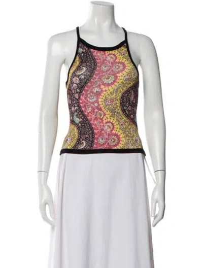 Pre-owned Etro Paisley Print Halterneck Top In Orange