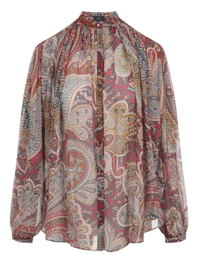 Etro Paisley Print High-neck Blouse