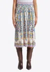 Etro Paisley Print Cotton Midi Skirt