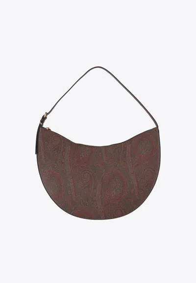 Etro Paisley Print Hobo Bag In Brown