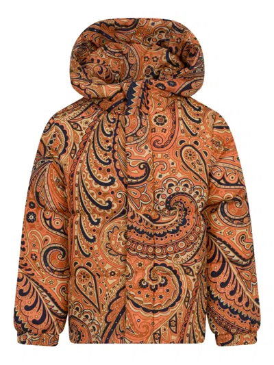 Etro Kids' Paisley-print Hooded Jacket In Brown