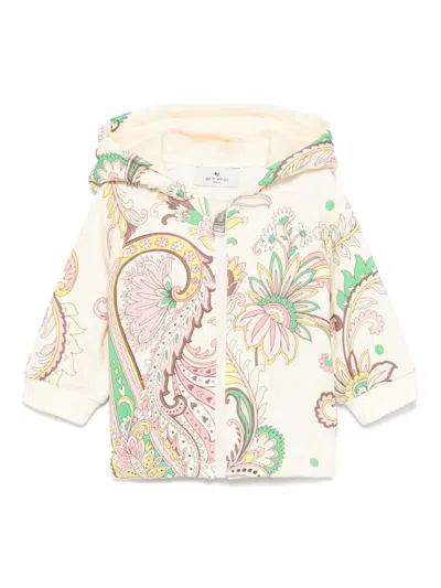 Etro Babies' Paisley-print Hoodie In Neutrals