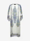 Etro Paisley Print Ivory Muslin Kaftan In Multi