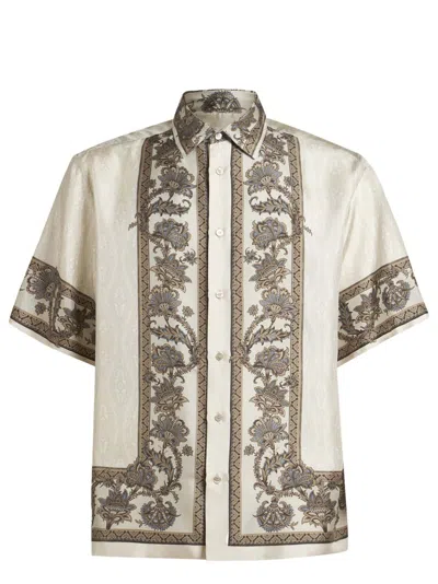 Etro Printed Silk Shirt In White