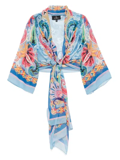 Etro Paisley-print Jacket In Blue