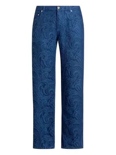 Etro Paisley-print Jeans In Blue
