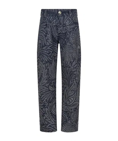 Etro Paisley Print Jeans In Blue