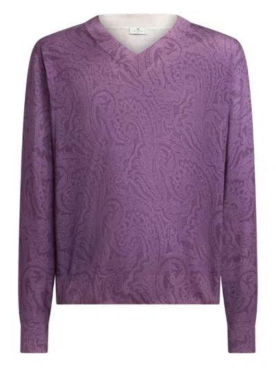 Etro Paisley-print Jumper In Purple