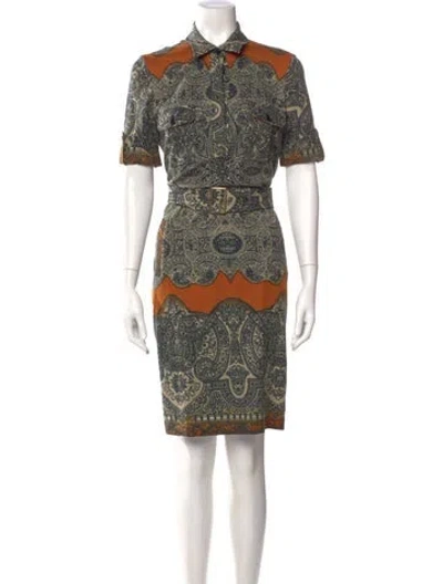 Pre-owned Etro Paisley Print Knee-length Dress In Black