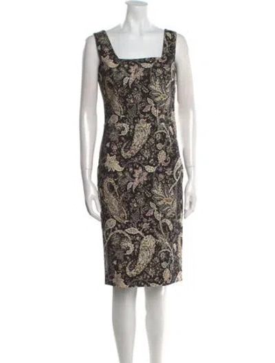 Pre-owned Etro Paisley Print Knee-length Dress In Black