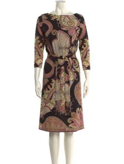Pre-owned Etro Paisley Print Knee-length Dress In Black